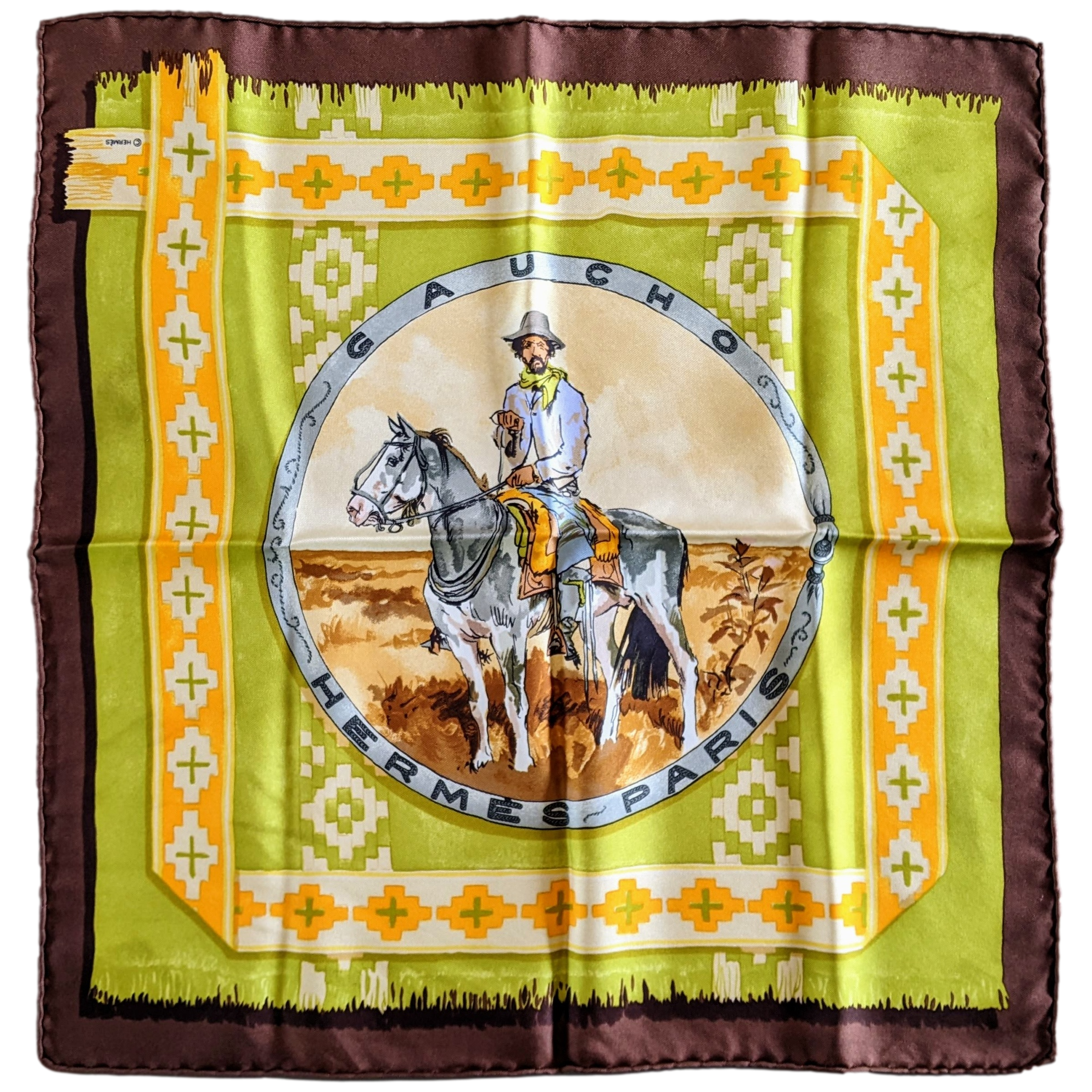 HERMES GAUCHO Gavroche Pochette Twill Scarf 45 x 45 cm