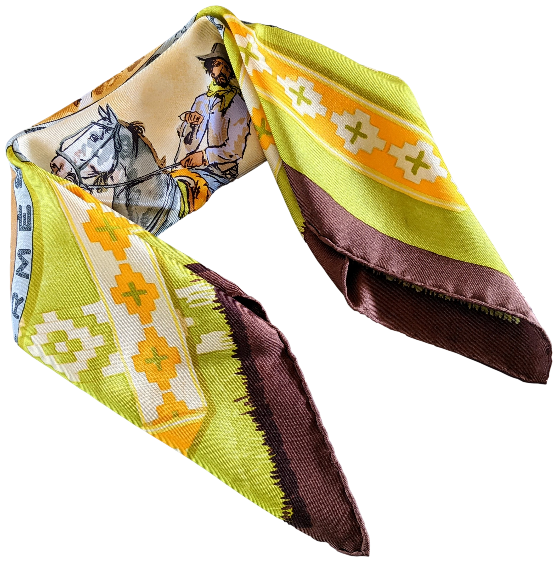 HERMES GAUCHO Gavroche Pochette Twill Scarf 45 x 45 cm