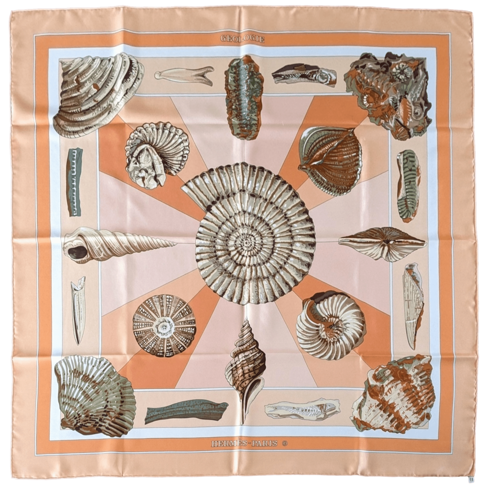 HERMES GEOLOGIE 1980 Special Issue by Loic Dubigeon Silk Twill 90 x 90 cm