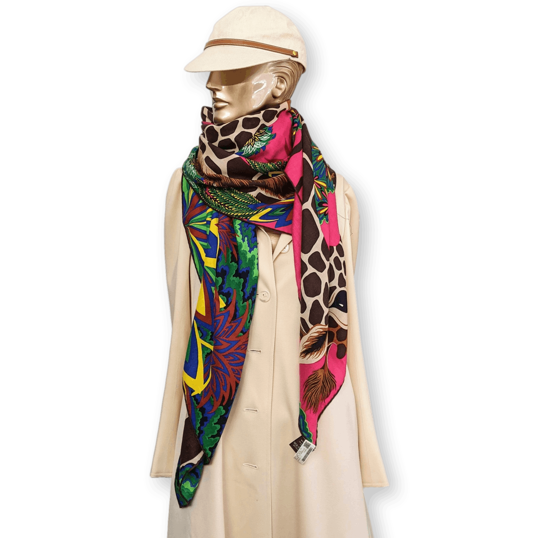 HERMÈS Girafes The Three Graces by Alice Shirley Cashmere Silk Shawl 140