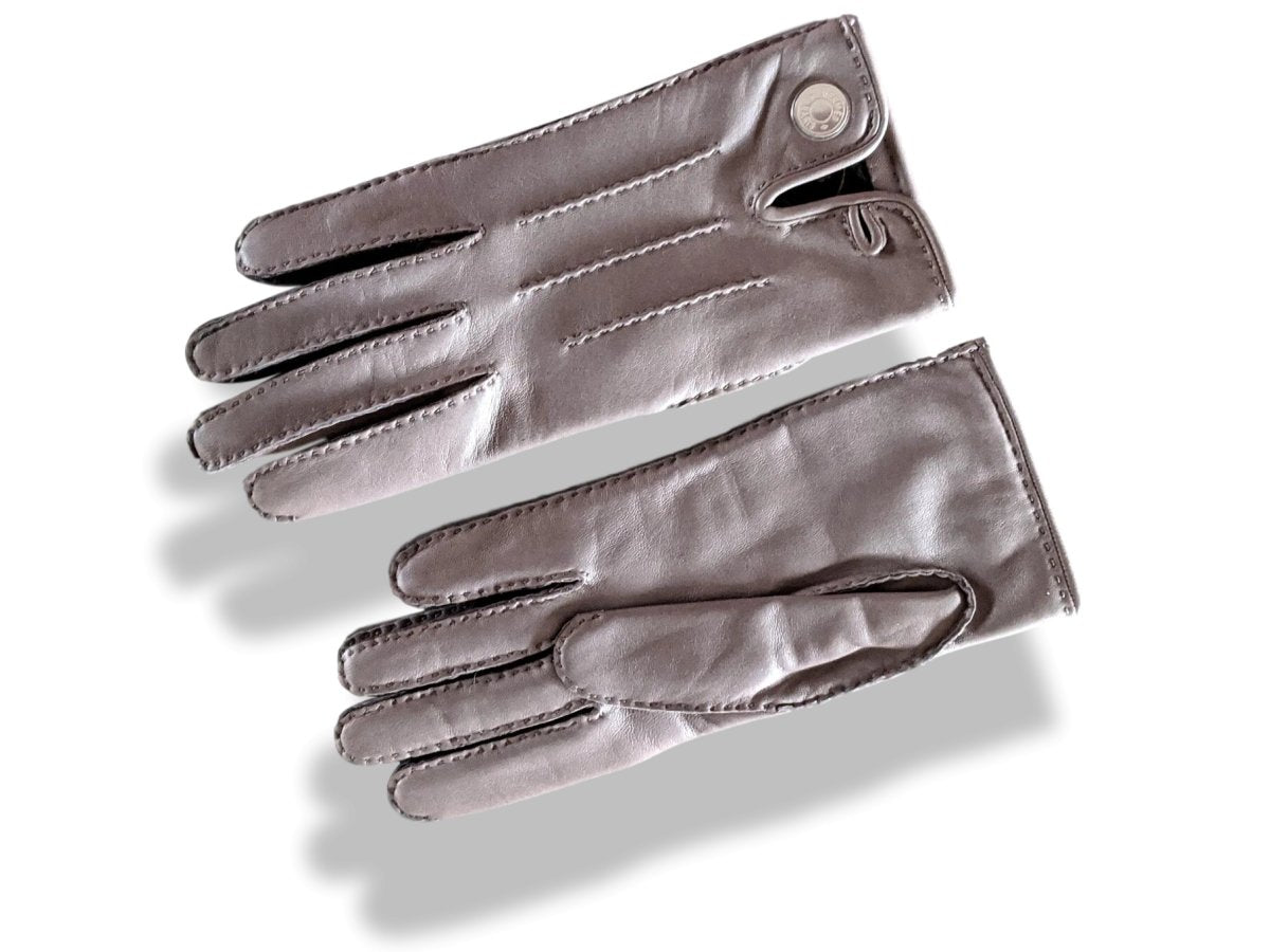 Hermes [GL05] Women's Etain Glace Lambskin GANTS FEMME NERVURES DROITES GlovesSz 070, BNWTIB! - poupishop