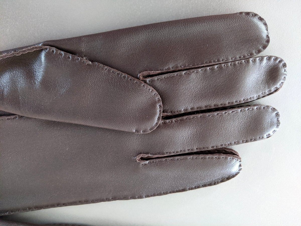 Hermes [GL06] Men's Moka Glace Lambskin GANTS HOMME CLOUS DE SELLE Gloves, BNWTIB! - poupishop