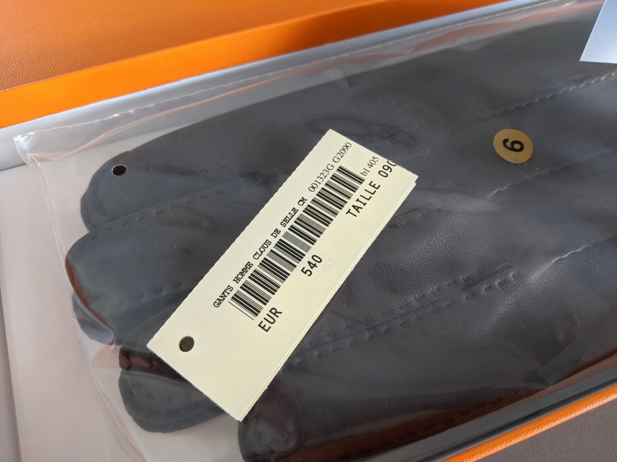 Hermes [GL06] Men's Moka Glace Lambskin GANTS HOMME CLOUS DE SELLE Gloves, BNWTIB! - poupishop