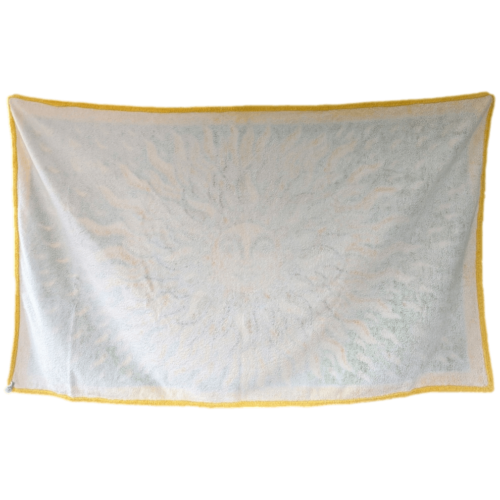HERMES Gloria Soli Beach Towel GM 90 x 150 cm Green Yellow Cotton Terry Pristine