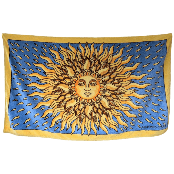 HERMES Gloria Soli Terry Cotton Beach Towel 90 x 150 cm