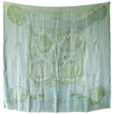 HERMES GRANDS FONDS DOUBLE FACE Green & Blanc Matte Overlay Mousseline 140 x 140 cm