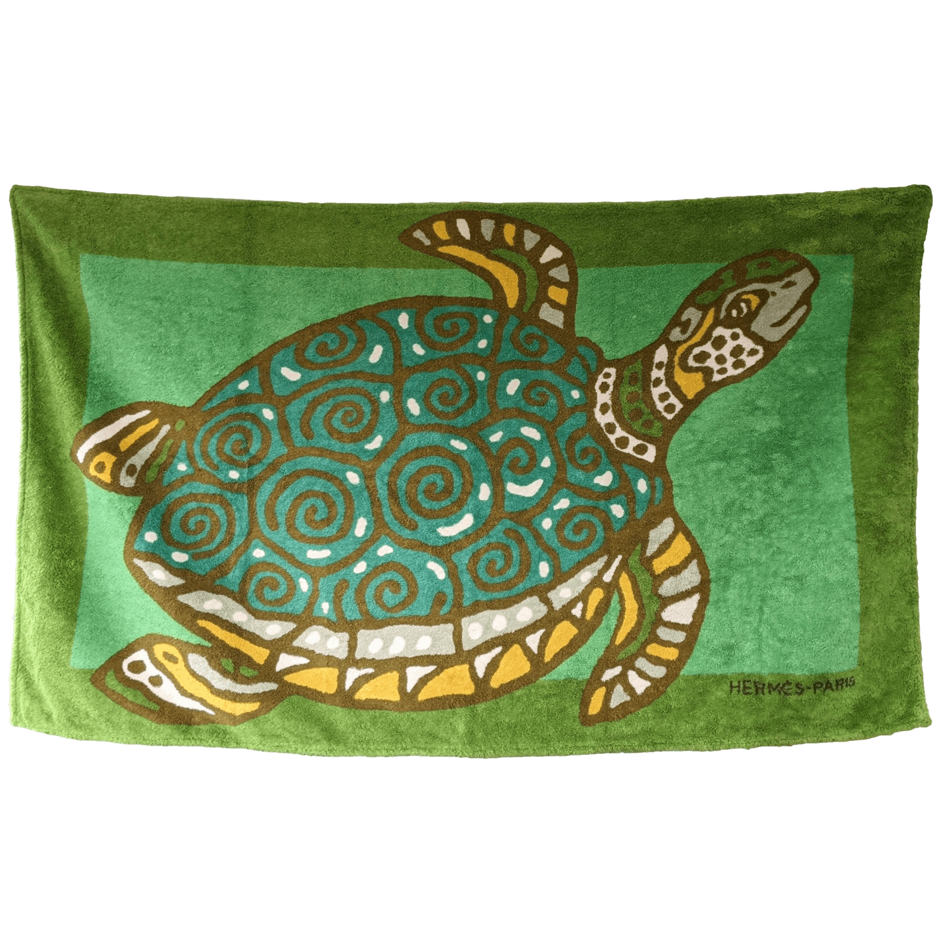 HERMES Green Turtle Beach Towel, 90 x 150 cm