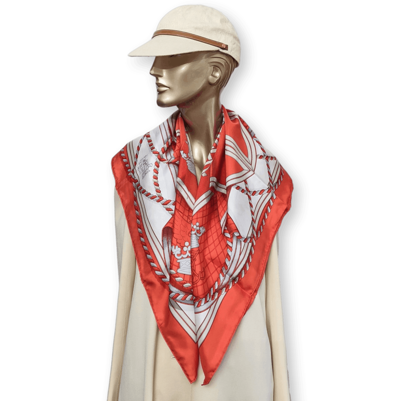 HERMES - 1998 Societe Suisse France 100th Anniversary - Henri d’Origny - Twill Silk Scarf 90 cm