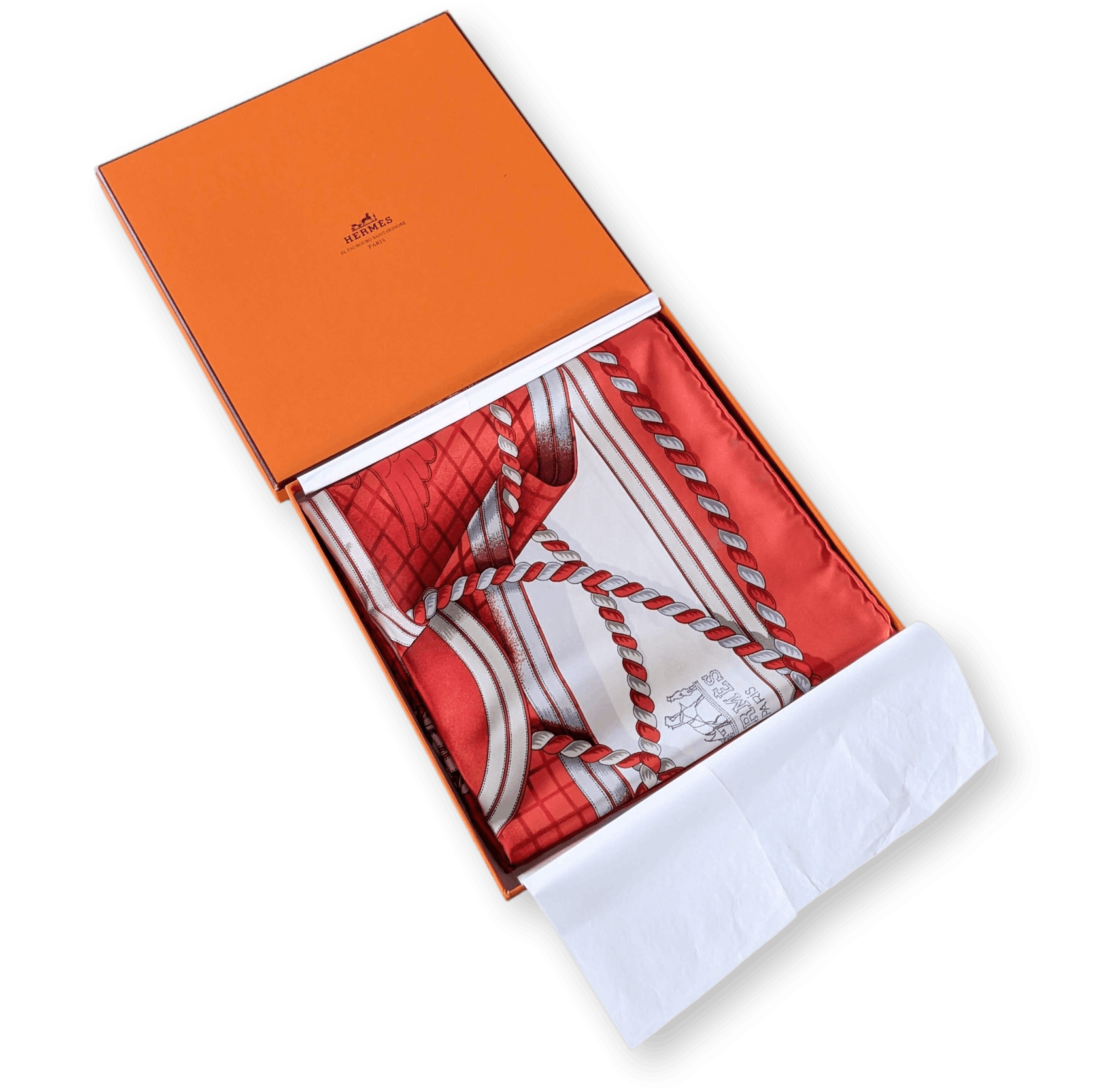 HERMES - 1998 Societe Suisse France 100th Anniversary - Henri d’Origny - Twill Silk Scarf 90 cm