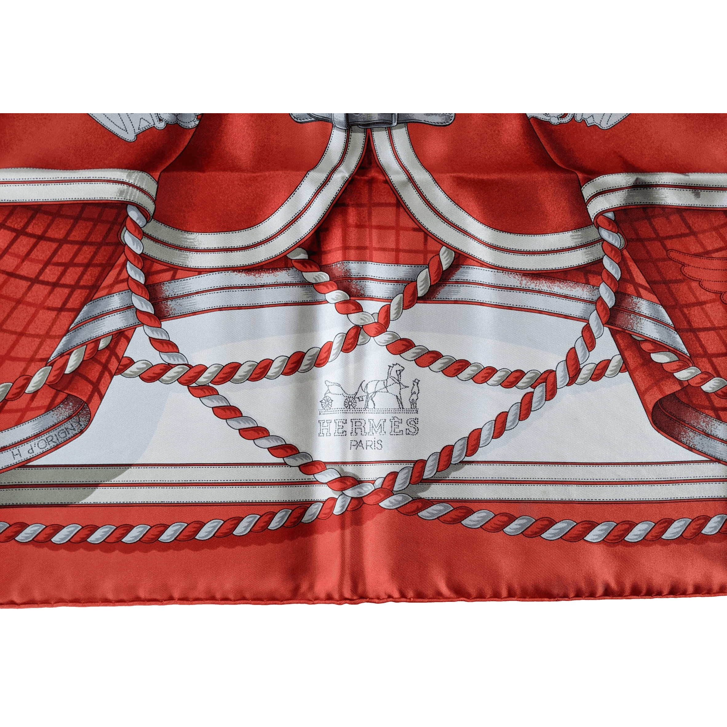 HERMES - 1998 Societe Suisse France 100th Anniversary - Henri d’Origny - Twill Silk Scarf 90 cm