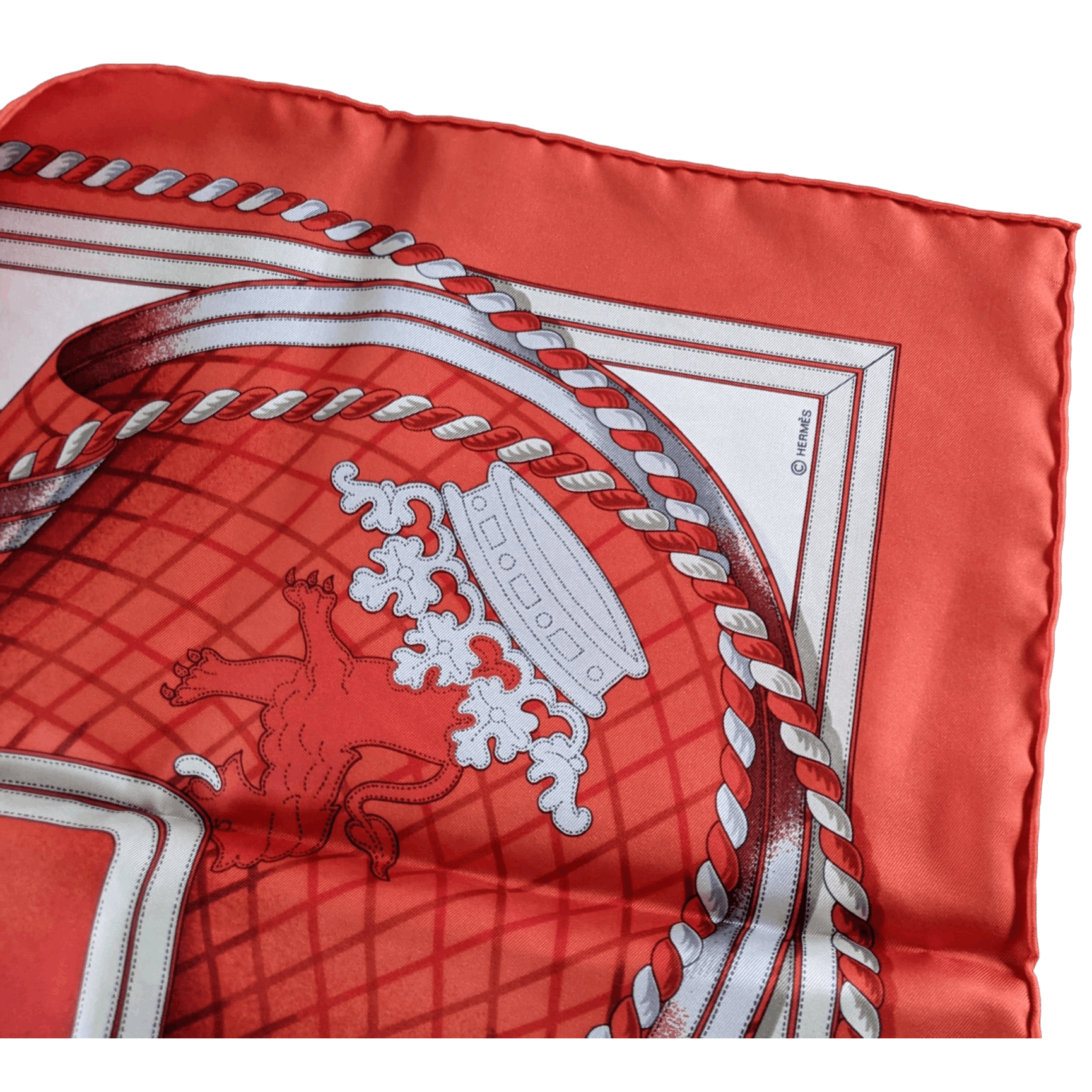 HERMES - 1998 Societe Suisse France 100th Anniversary - Henri d’Origny - Twill Silk Scarf 90 cm