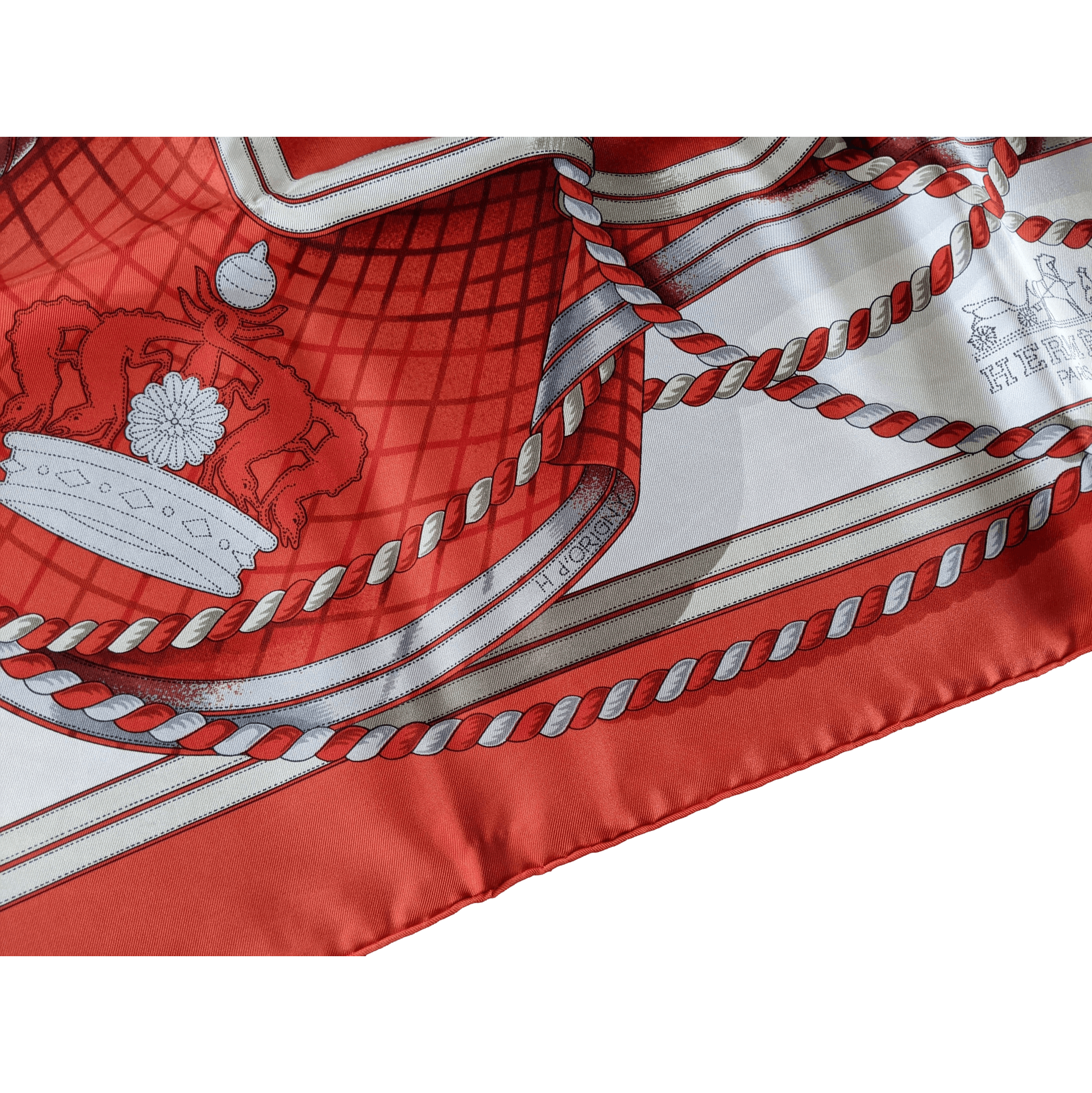 HERMES - 1998 Societe Suisse France 100th Anniversary - Henri d’Origny - Twill Silk Scarf 90 cm