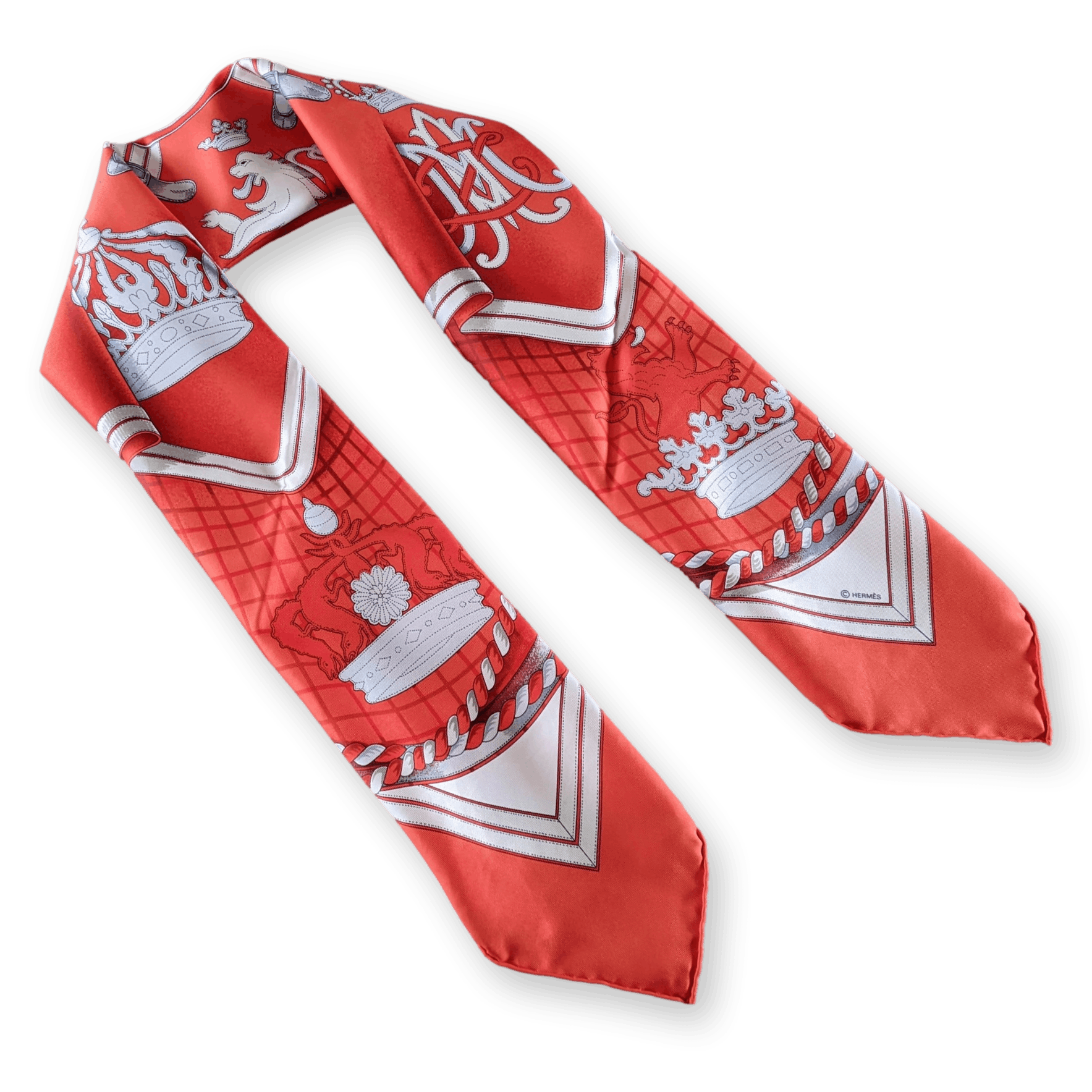 HERMES - 1998 Societe Suisse France 100th Anniversary - Henri d’Origny - Twill Silk Scarf 90 cm