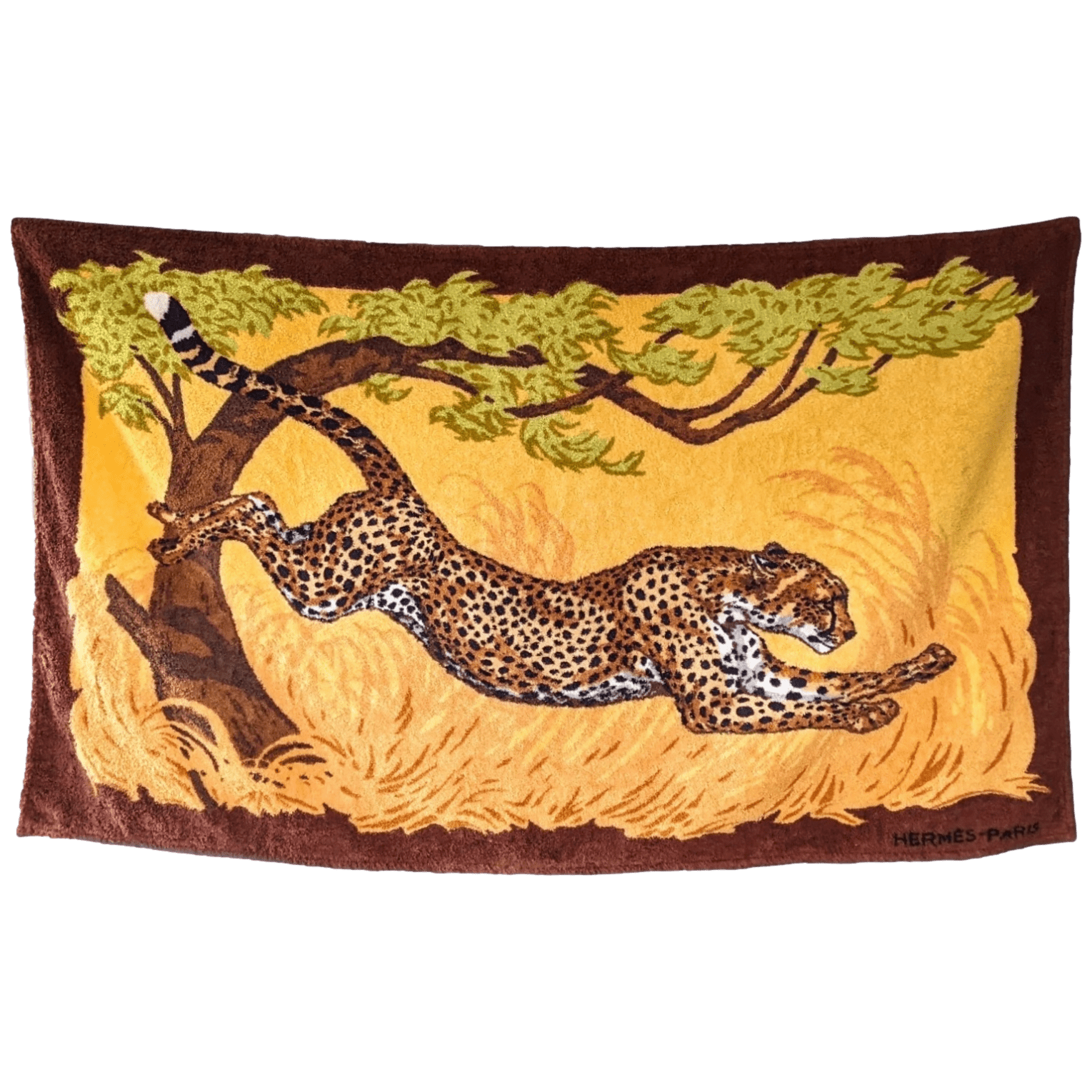 HERMES Guepard Terry Beach Towel 90 x 150
