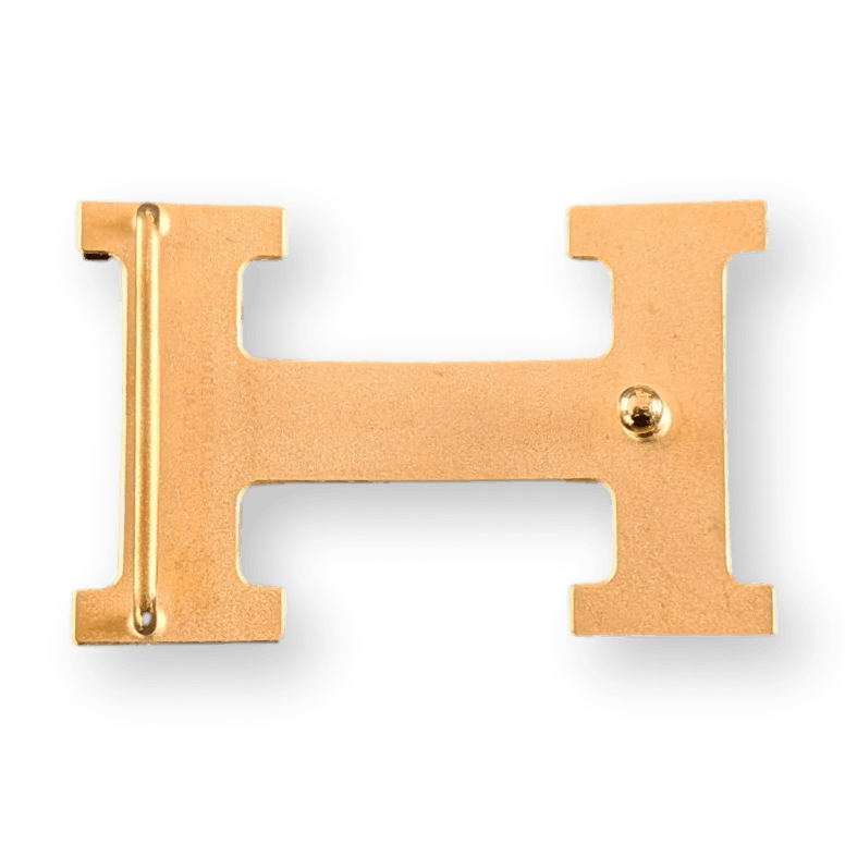HERMES H Belt Buckle 32 mm Shiny Yellow Gold Plated New in Pochette