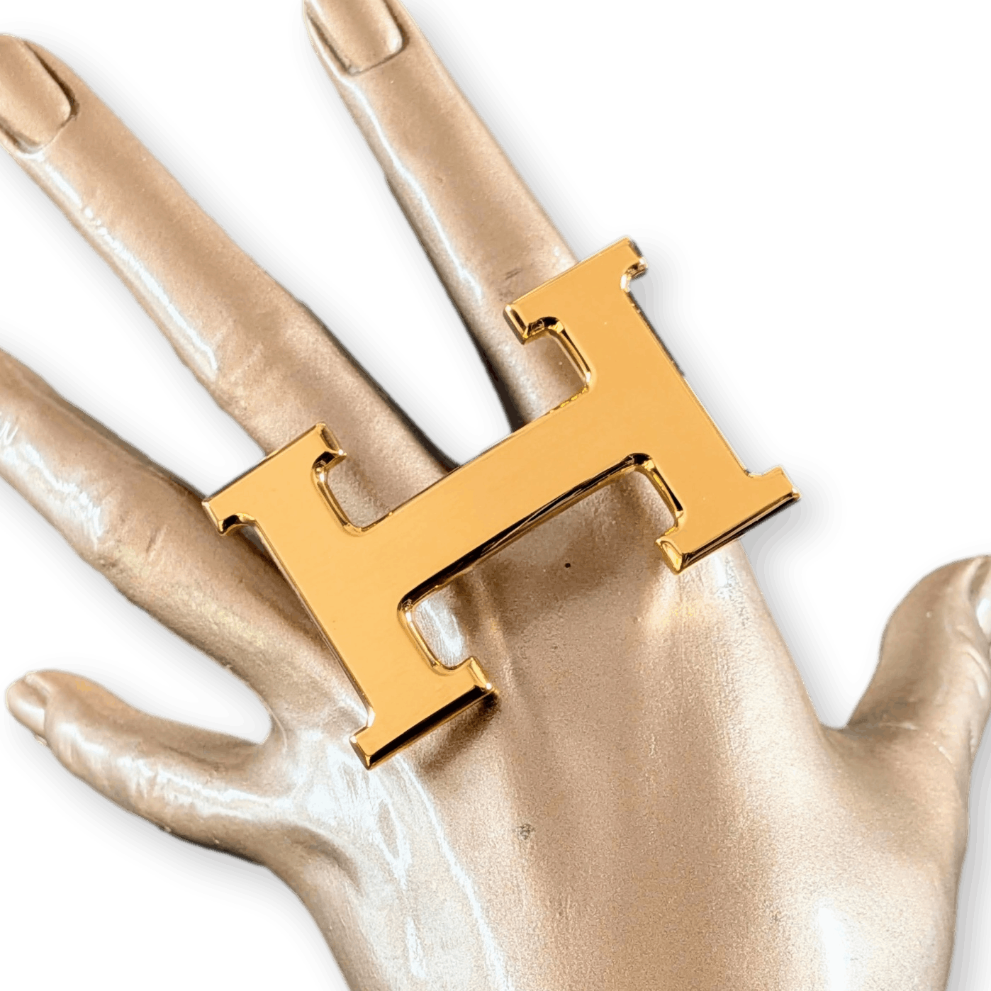 HERMES H Belt Buckle 32 mm Shiny Yellow Gold Plated New in Pochette