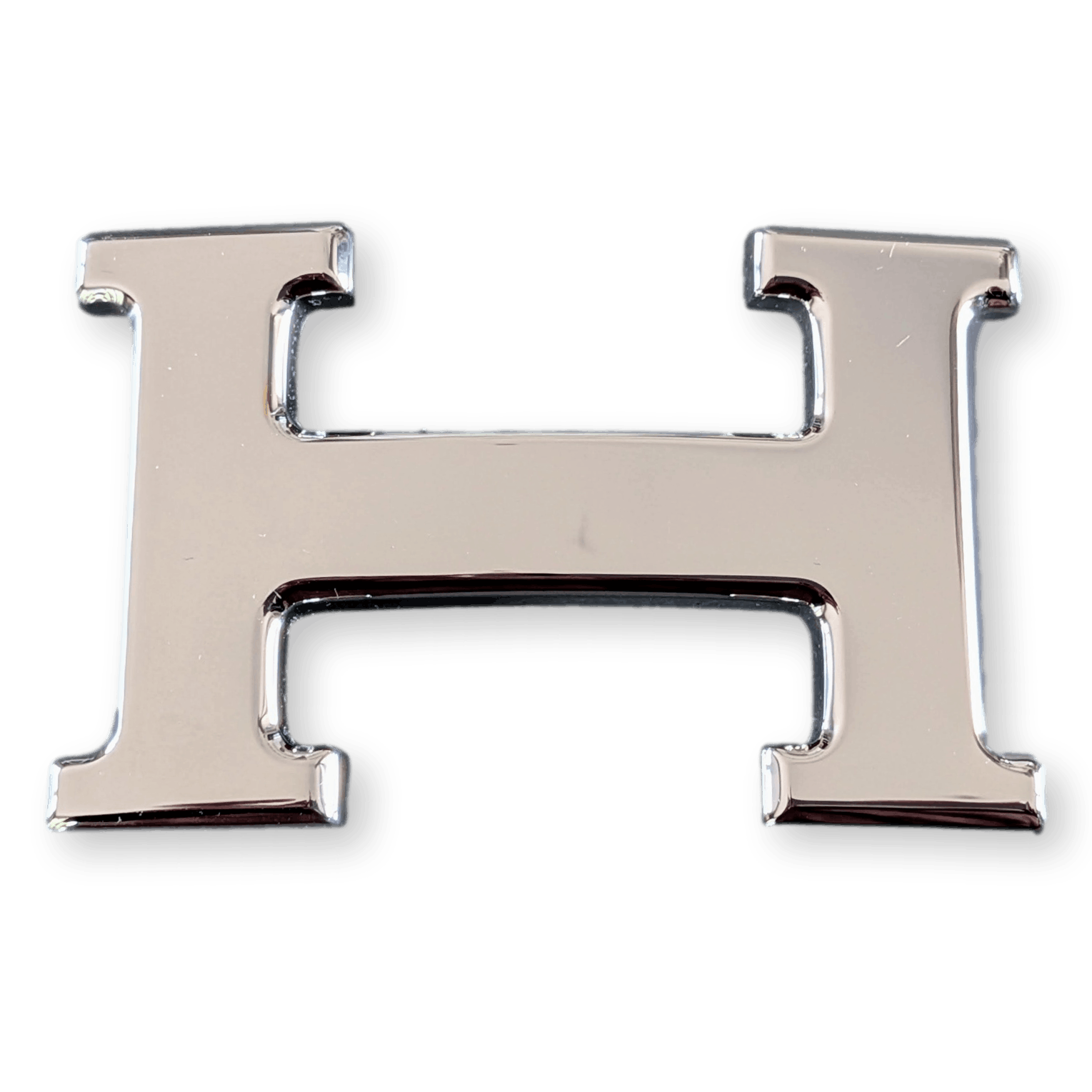 HERMES H Belt Buckle 32 mm Shiny Silver Plated New in Pochette