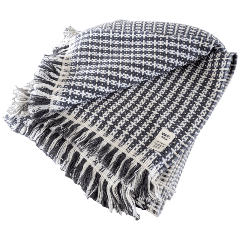 HERMES H 100% Cashmere Hand Made in Nepal Blanket 140 x 170 cm