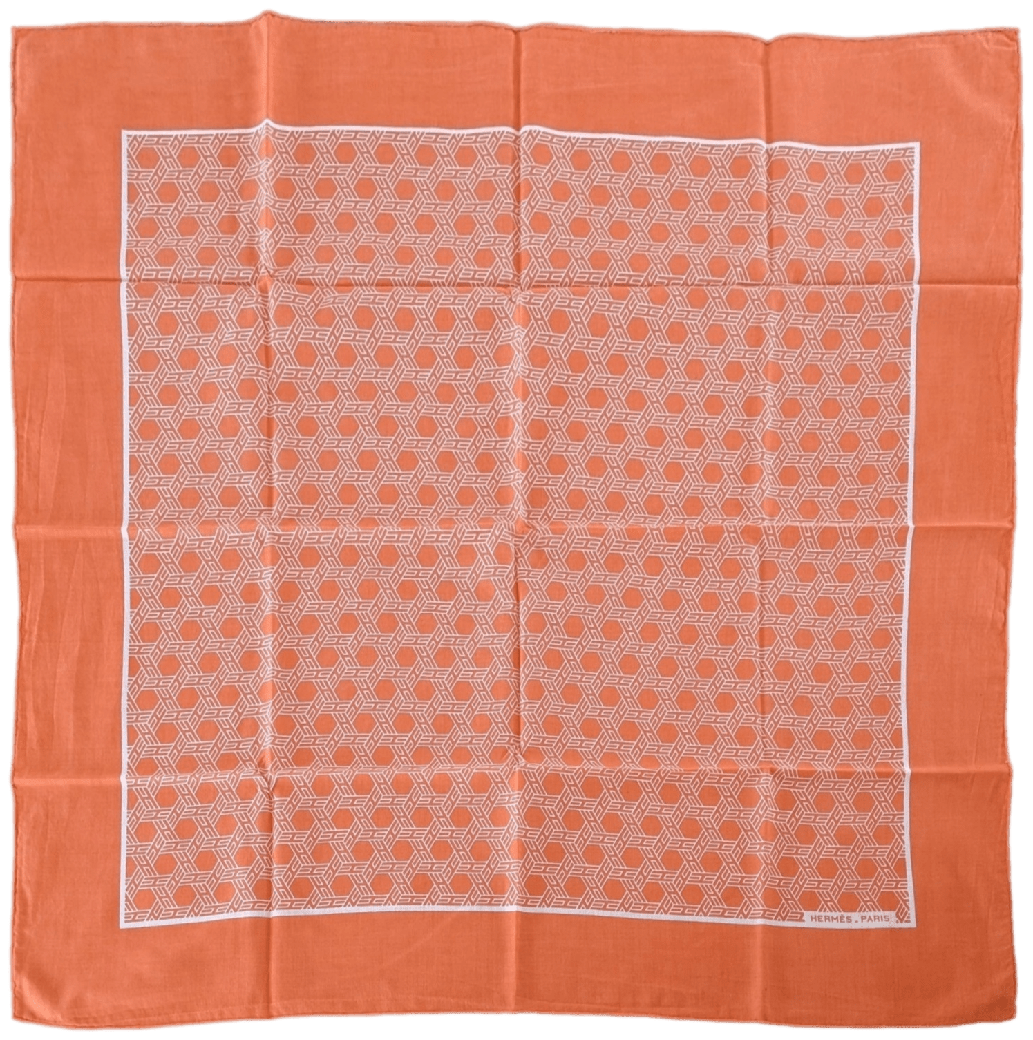 HERMES H Orange Cotton scarf 70 x 70 cm