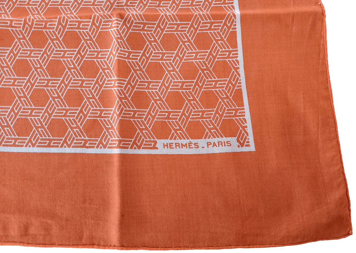 HERMES H Orange Cotton scarf 70 x 70 cm