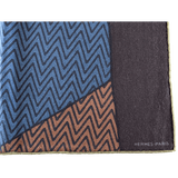 Hermes Men's Brown/Kaki/Lie de Vin HARNAIS DE CABRIOLET 70% Cashmere Carre H 100 cm