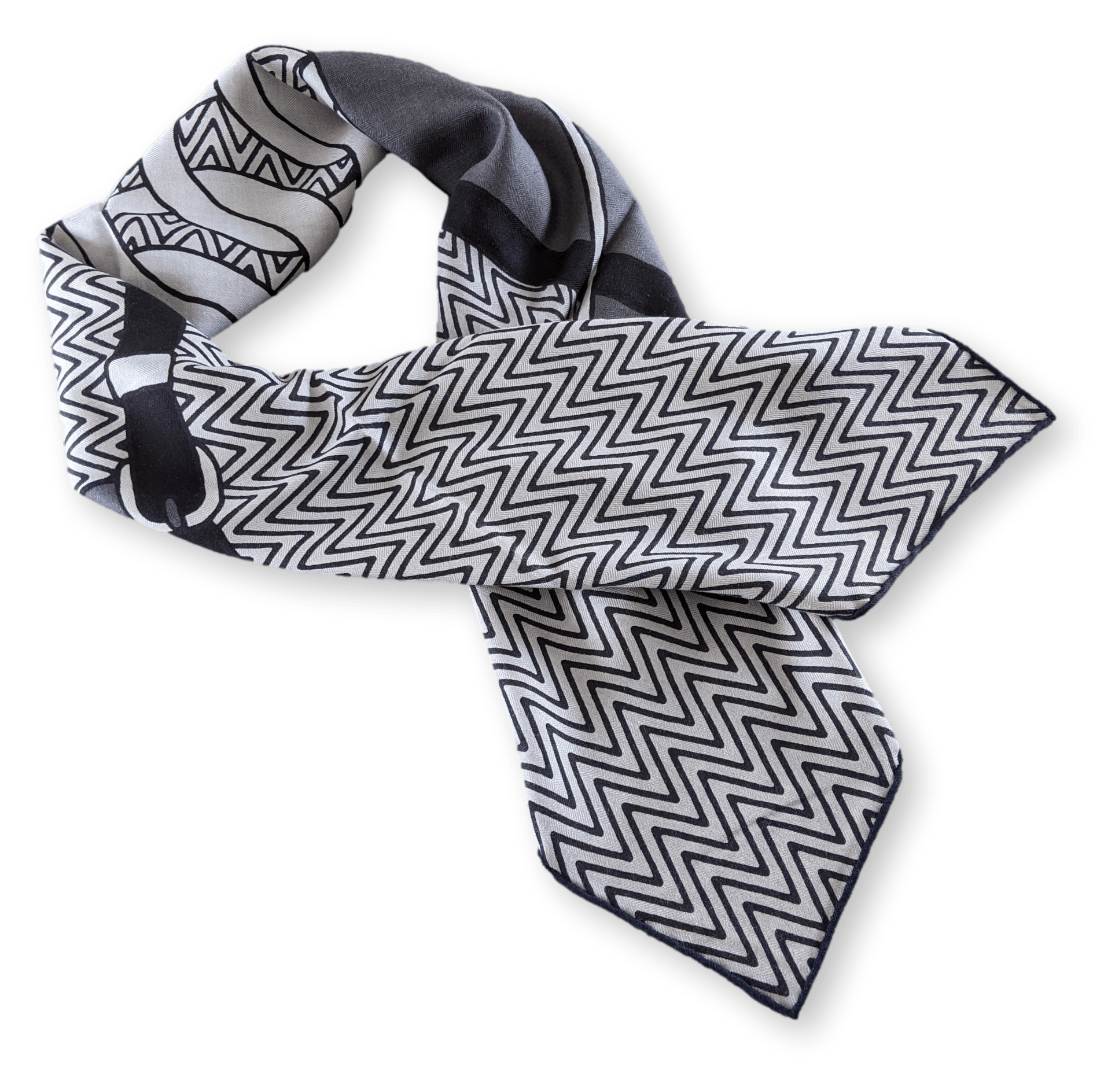 Hermes Men's Grey/Navy HARNAIS DE CABRIOLET 70% Cashmere Carre H 100 cm