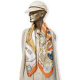 HERMES Harnais de Coeur Twill 90 Scarf 