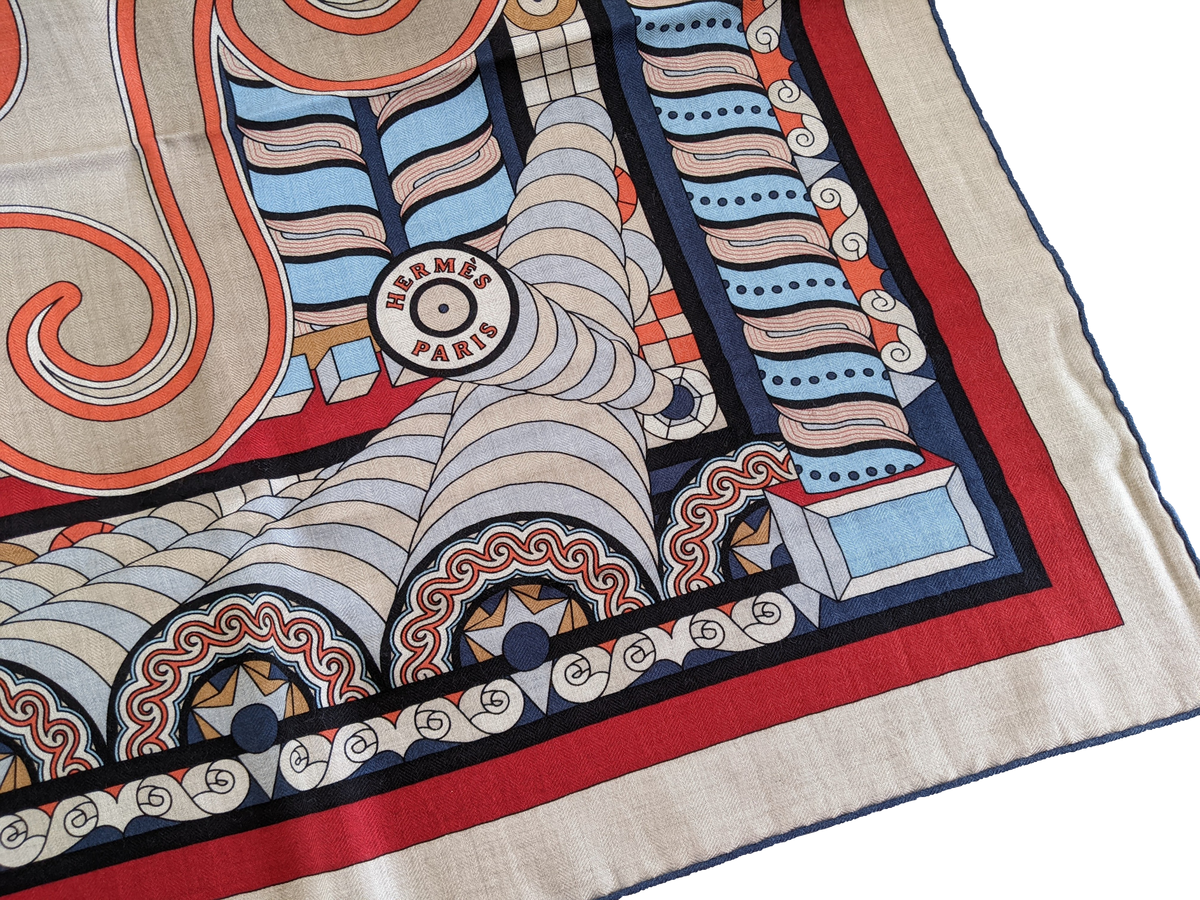 HERMES HARNAIS EN ROSACE [Jutta41] Cashmere Shawl 140 x 140 cm