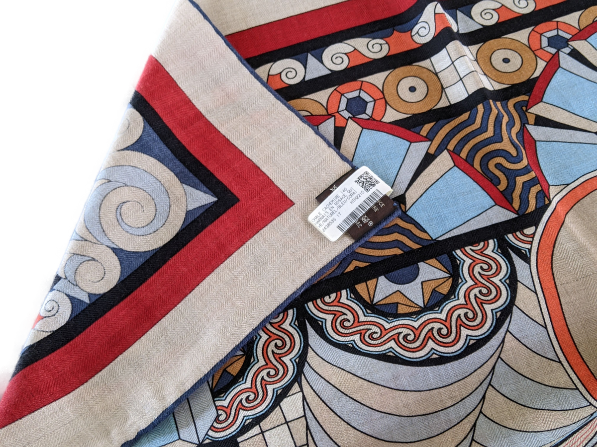 HERMES HARNAIS EN ROSACE [Jutta41] Cashmere Shawl 140 x 140 cm