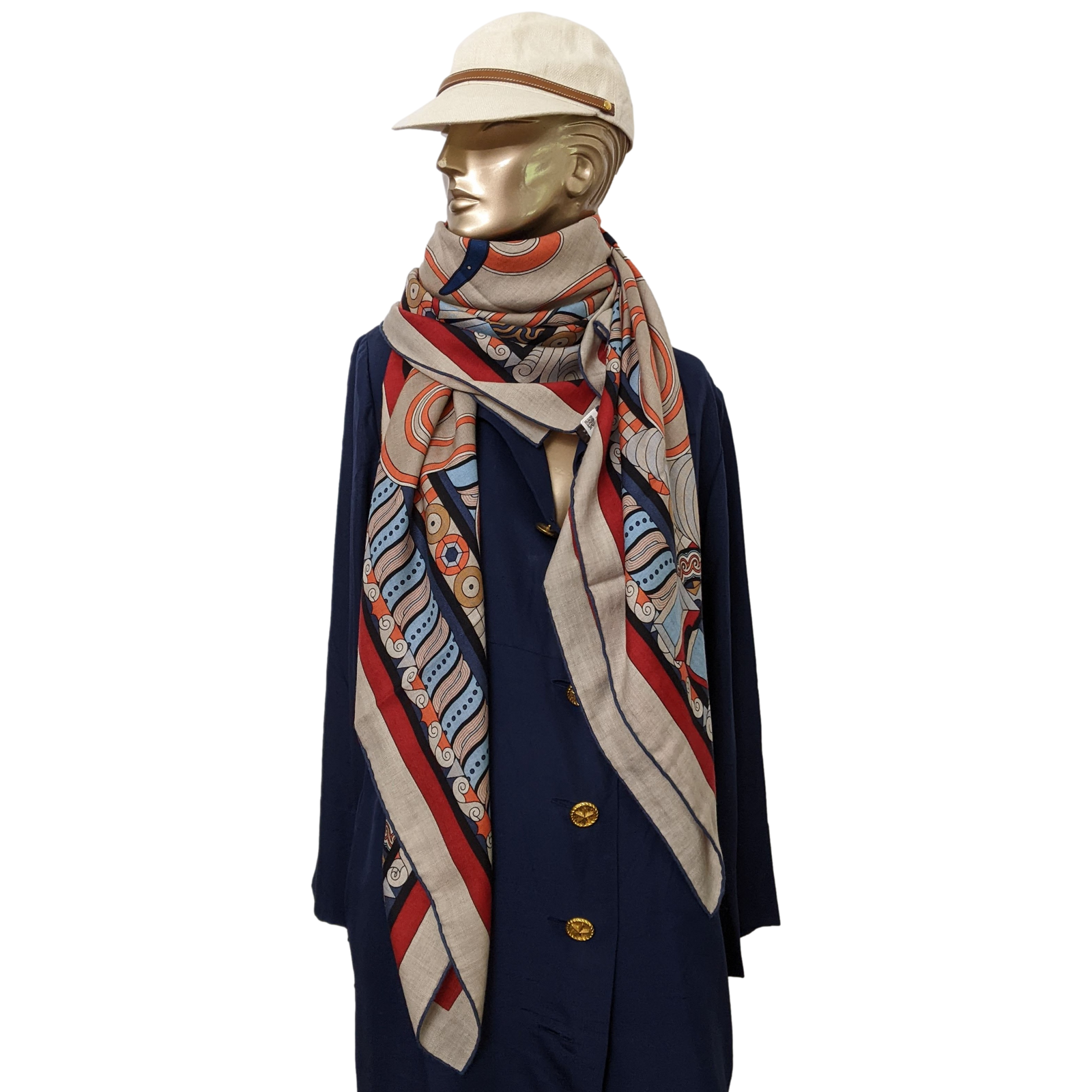 HERMES HARNAIS EN ROSACE [Jutta41] Cashmere Shawl 140 x 140 cm