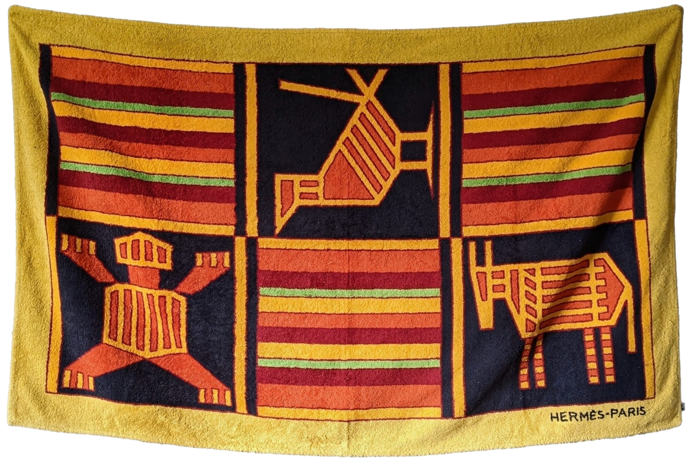 HERMES HIEROGLYPHES EGYPTIENS Terry Beach Towel 90 x  150 cm