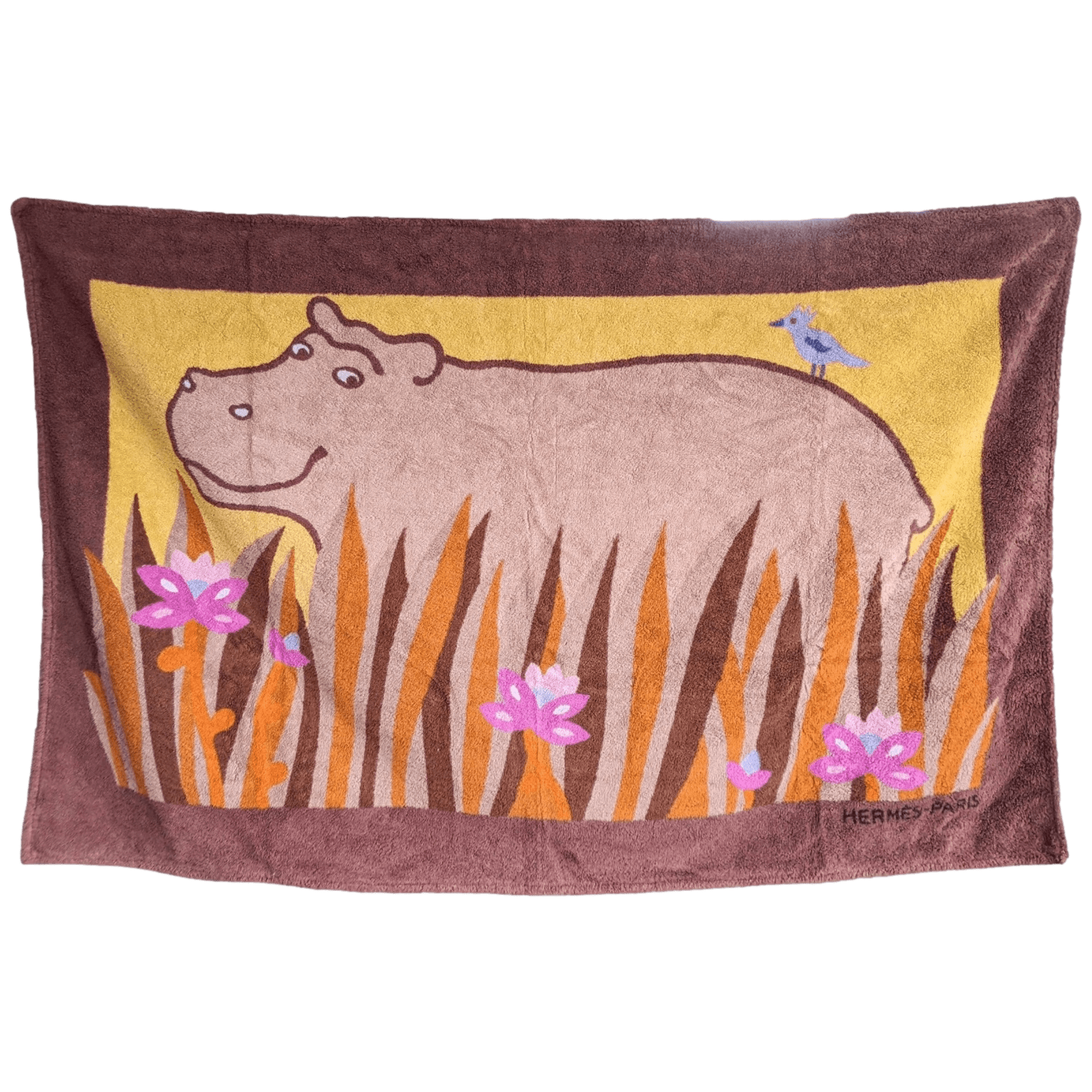HERMES Plage Hippo Terry Beach Towel 90 x 150 cm
