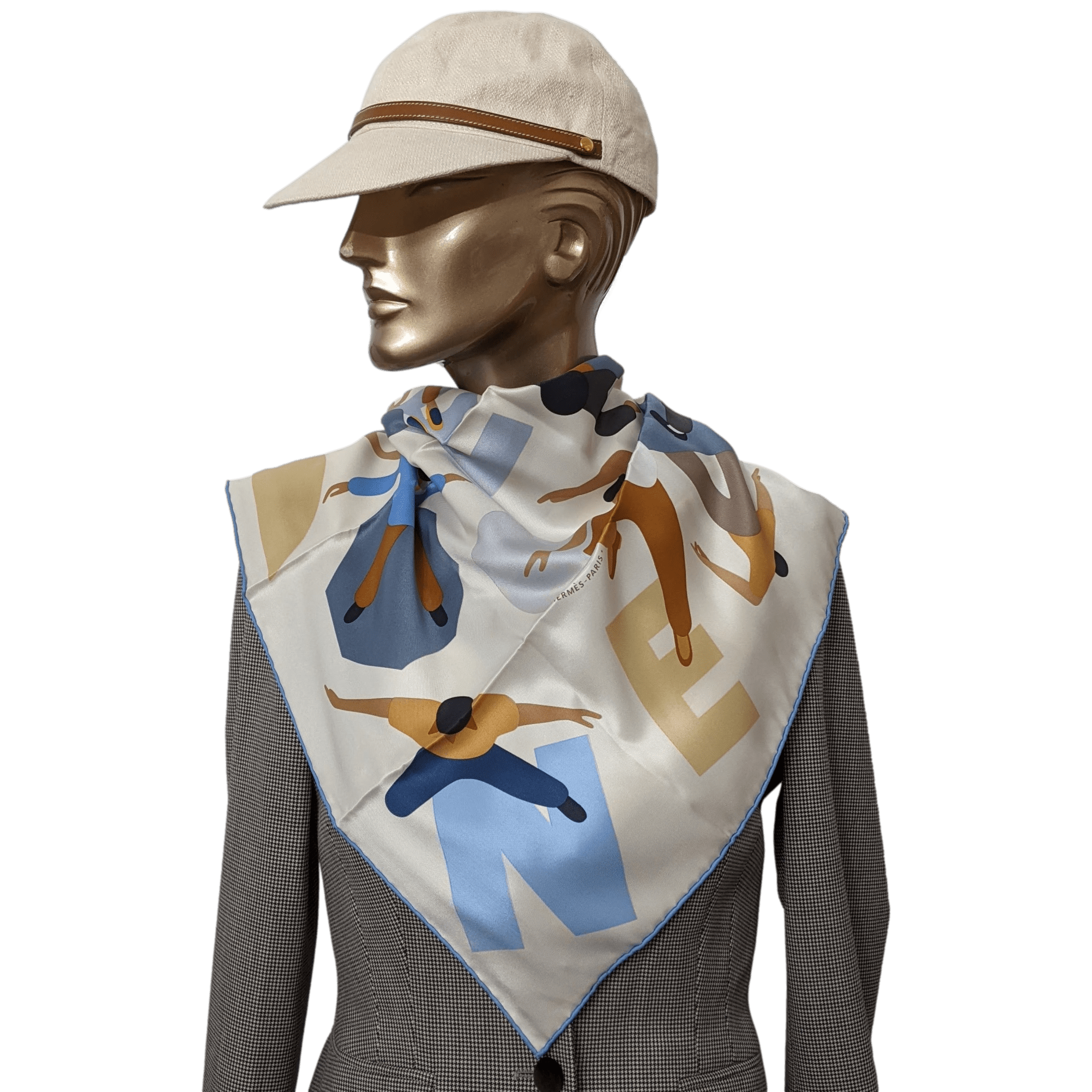 HERMES HOMMAGE A GENE KELLY [D1023.9] Vintage Silk Scarf 70 x 70 cm