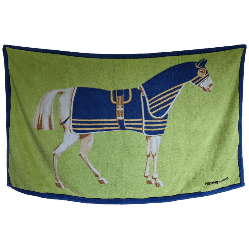 HERMES Vintage Horse Couverture Terry  Beach Towel GM