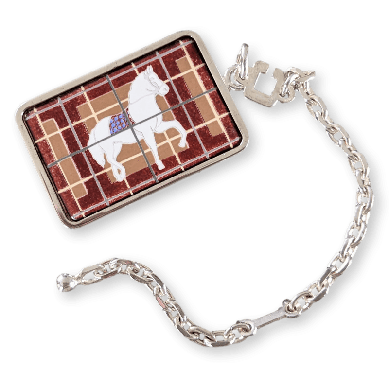 HERMES Rare Vintage Horse Enamel Keyring Porte-Clefs 