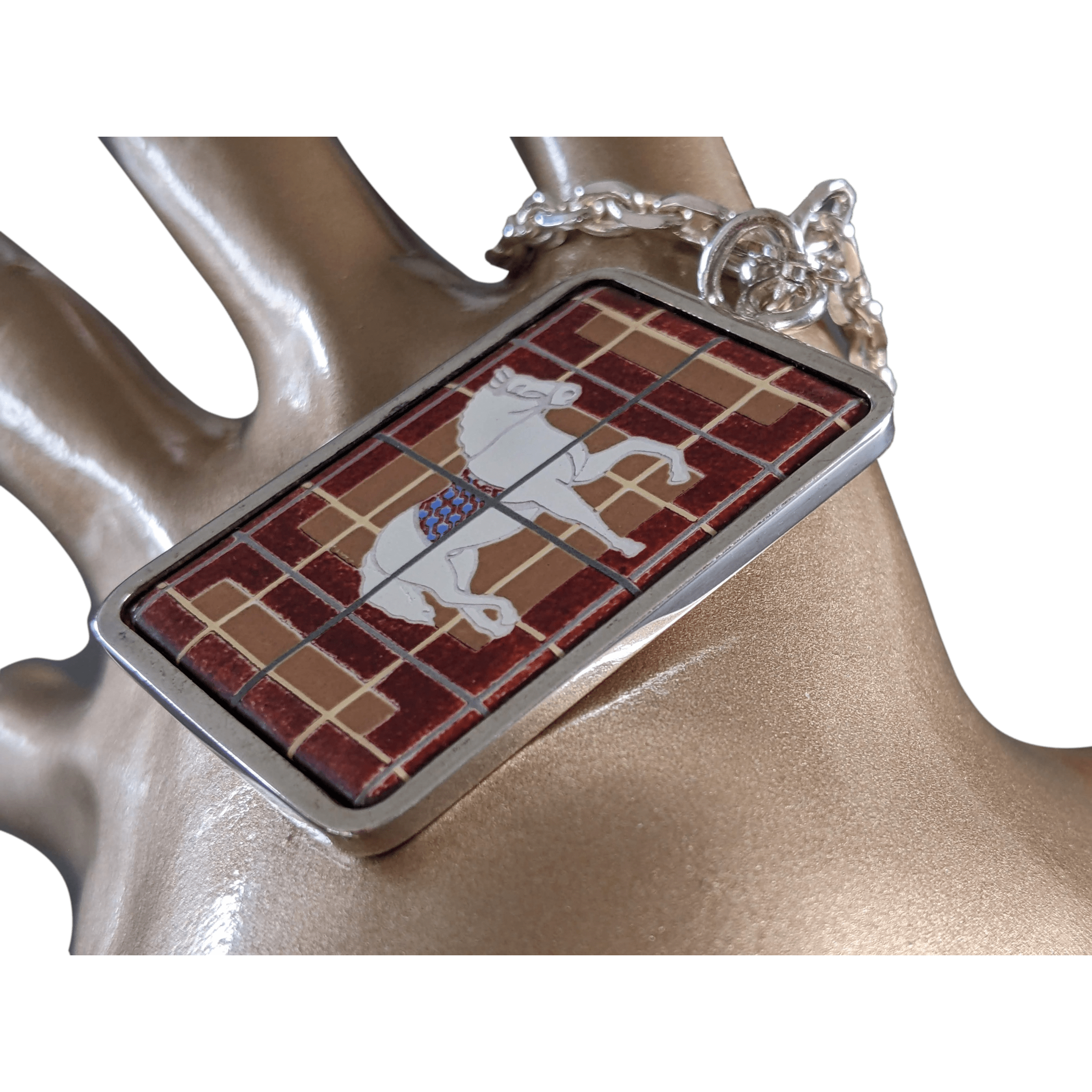 HERMES Rare Vintage Horse Enamel Keyring Porte-Clefs 
