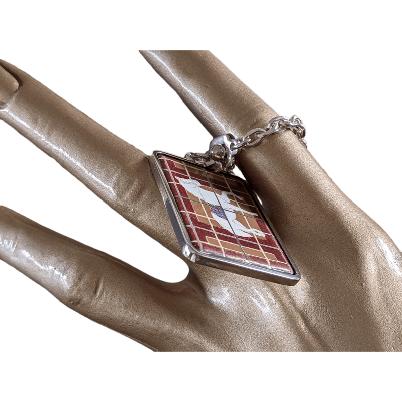 HERMES Rare Vintage Horse Enamel Keyring Porte-Clefs 