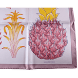 HERMES Pink Index Bromeliaceae Twill Silk Scarf Carre 90 x 90 cm