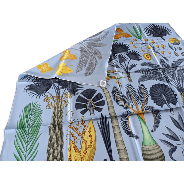 HERMES 2021 Blue Index Palmarum Twill Silk Scarf 90 x 90 cm