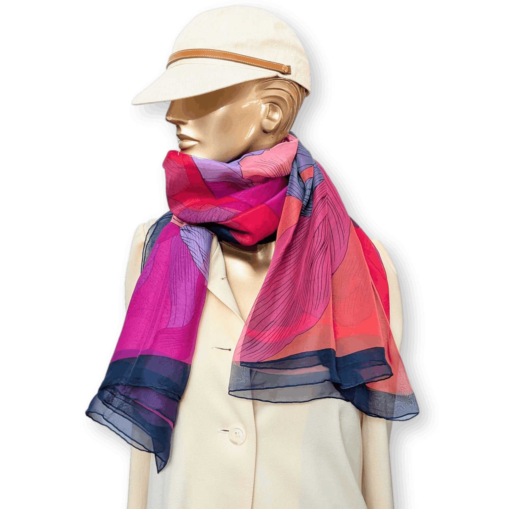 HERMES Iris Arc-en-Ciel Mousseline Silk Chiffon Shawl 140 Fuchsia Bleu Rose New in Box