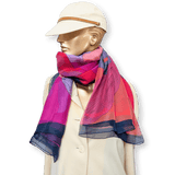 HERMES Iris Arc-en-Ciel Mousseline Silk Chiffon Shawl 140 Fuchsia Bleu Rose New in Box