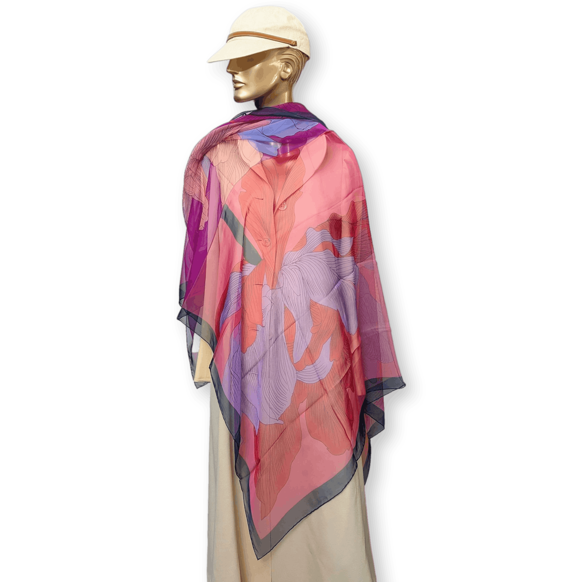 HERMES Iris Arc-en-Ciel Mousseline Silk Chiffon Shawl 140 Fuchsia Bleu Rose New in Box