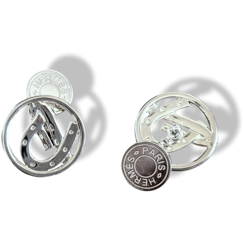 Hermes [J14] Equistrian Sterling Silver 925/1000 HORSESHOE Cufflinks, New! - poupishop