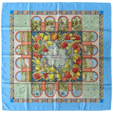 HERMES 2006 Turquoise Jardins d'Andalousie by Aline Honore Twill 90 x 90 cm