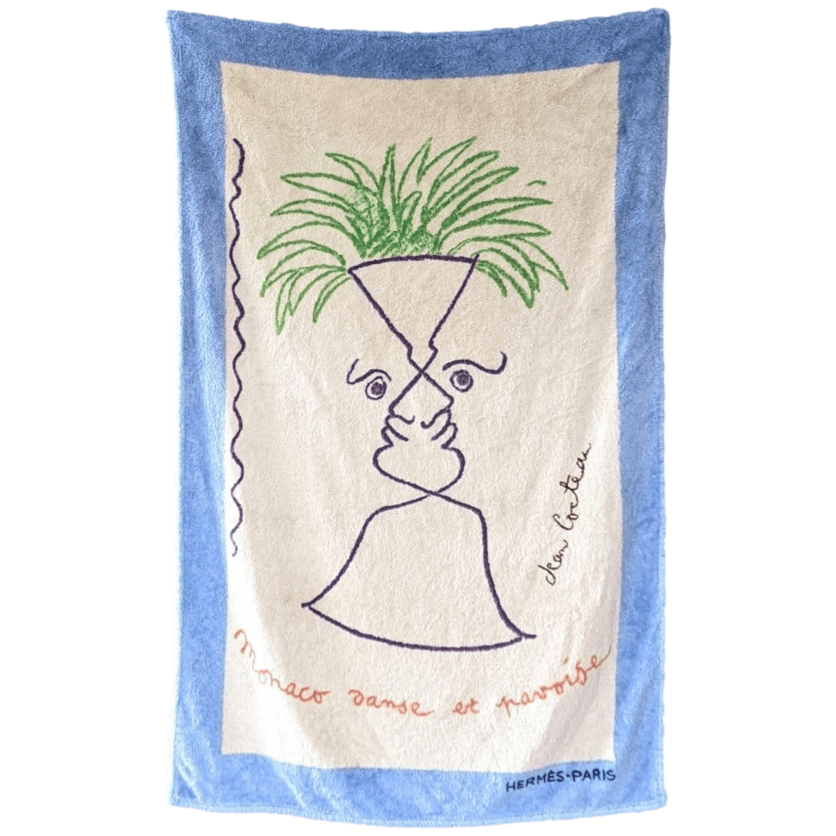 HERMES X JEAN COCTEAU MONACO DANSE ET PAVOISE 1995 Special Issue Beach Towel 90 x 150 cm