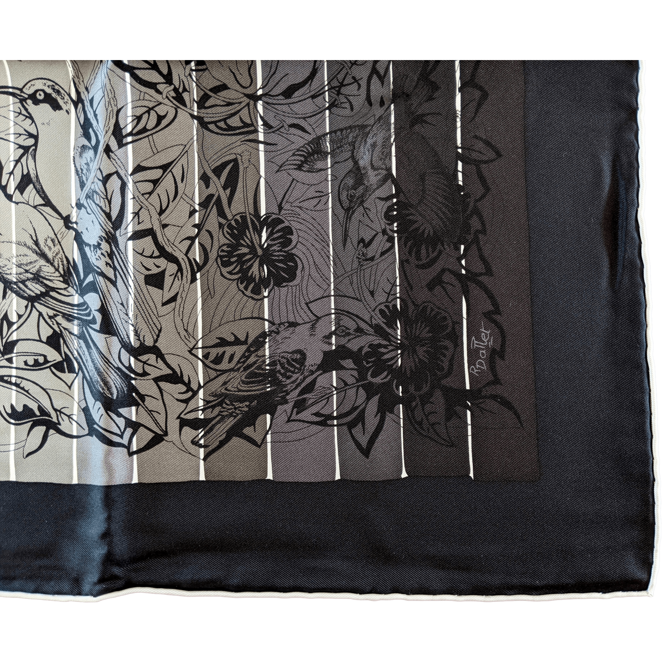 HEMRES 2019 Noir/Gris/Banc Jungle Love Rainbow by Robert Dallet Twill 90 x 90 cm