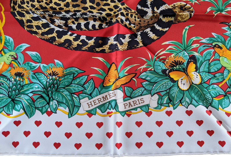 Hermes Scarf Silk Carre 90 Jungle Love Robert Dallet Orange with