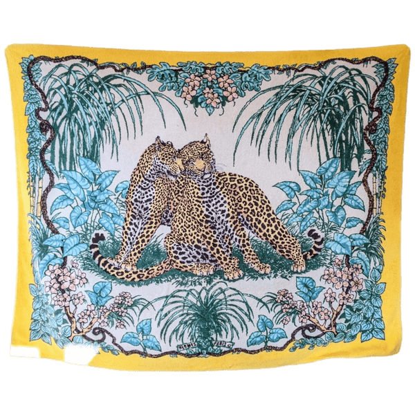 HERMES X ROBERT DALLET Yellow Jungle Love Terry Beach Towels
