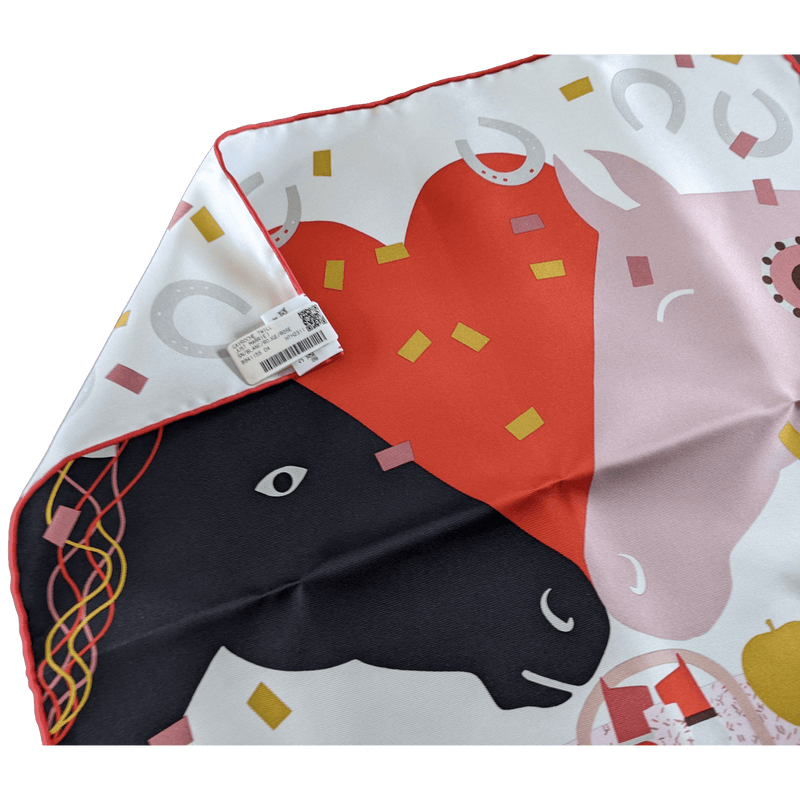 HERMES Just Married Twill Silk Gavroche Scarf 45 x 45 cm