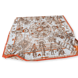 HERMES 2004 Orange Kachinas by Oliver Kermit Oliver Cashmere Shawl 140 x 140 cm